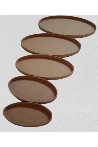 Hobi Adn Dekoratif Oval Tepsi Pano 5 Adet Cnc Kesim Ahşap Mdf Ham El Yapım