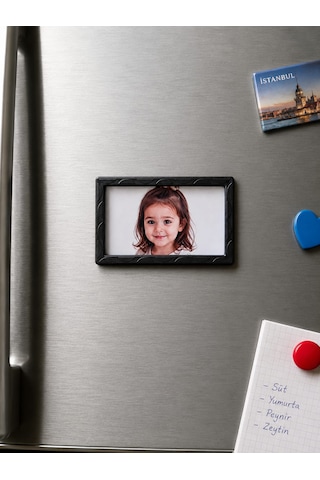 8 Adet Siyah Çerçeveli Fotoğraf Baskılı Mıknatıslı Magnet 5x8 Cm Kişiye Özel