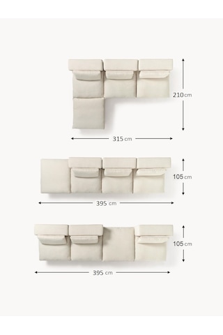 Most Mollirest 4 Modül Köşe 01 Kırık Beyaz Keten Kumaş Silikon Do