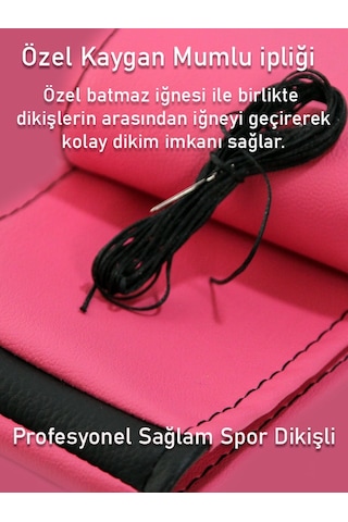 Opel Corsa Pembe İçin Uyumlu Özel Süper Deri Siyah Yüzüklü Dikişli Direksiyon Kılıfı