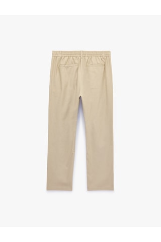 Koton Slim Fit Cepli Pileli Keten Karışımlı Düğmeli Beli Lastikli Bağcıklı Pantolon Bej 6sam40167hw Ekru