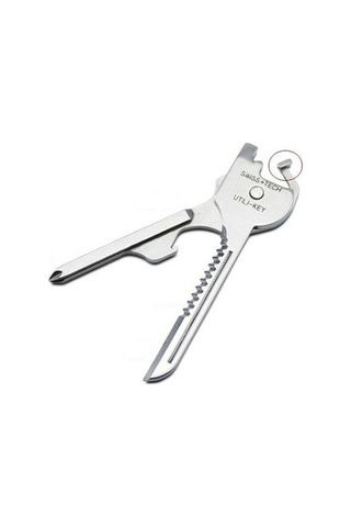 Ulzyvf 6 Fonksiyonlu Lala Anahtarlık Gümüş Tornavida Açacağı Anahtar Tutucu El Alet Çok Yönlü Anahtarlık Gümüş