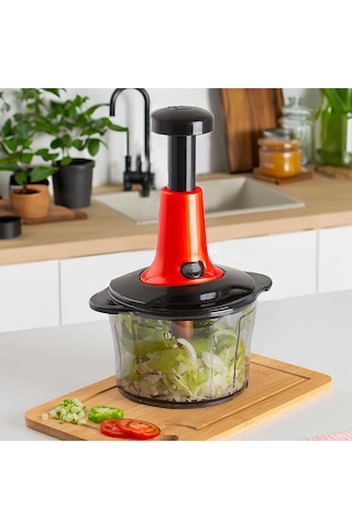 Porsima Asd-047 Basmalı 3 Bıçaklı Pratik Doğrayıcı El Rondosu Kı Kırmızı