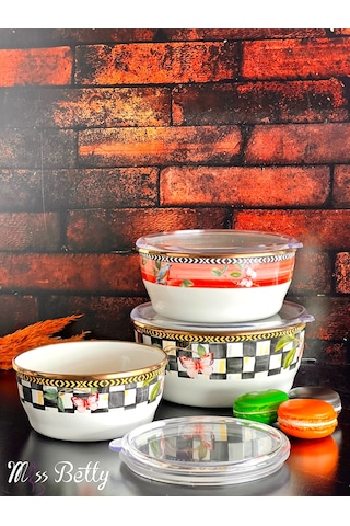 Miss Betty Paradise 3'lü Emaye Saklama Kabı 14-16-18 CM Renkli