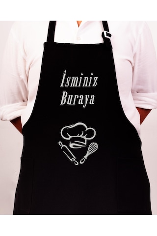 Mutfak Önlüğü Kişiye Ve İsme Özel Nakışlı Mutfak Önlüğü Şef 2 Farklı Renkler Siyah
