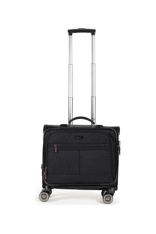 Necati Çanta Evrak Bölmeli Çok Gözlü Kumaş Çekçekli Pilot Kabin Boy Valiz Siyah-1664 Siyah