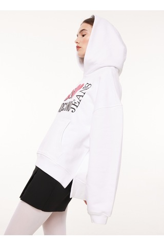 Moschino Jeans Kapüşon Yaka Baskılı Beyaz Kadın Sweatshırt A1710