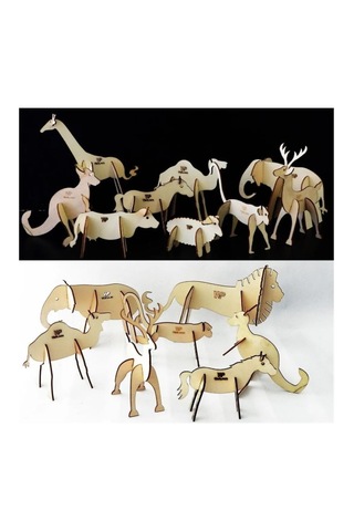 Ahşap Maket Hayvanlar Çocuklar Boyanabilir - Zürafa Boya Setli