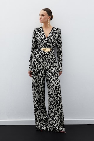 Sateen Desenli Saten Tulum - Siyah