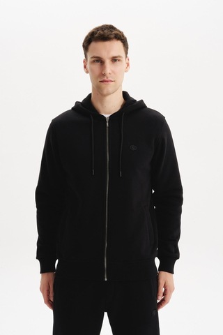 AR-MA Arma Erkek Sweatshirt Büyük Beden 3 İplik Kalın Kumaş Kapüşonlu Fermuarlı Cepli %70 Pamuk %30 Polyester K30324801502 Siyah