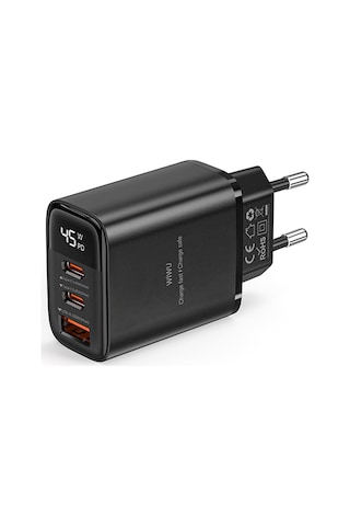 Wiwu Wi-g011 Firefly Serisi Gan Tech Pd Hızlı Şarj Özellikli Şarj Başlığı 45w Siyah