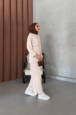 Riella Butik Ravel Tesettür Takım Krem