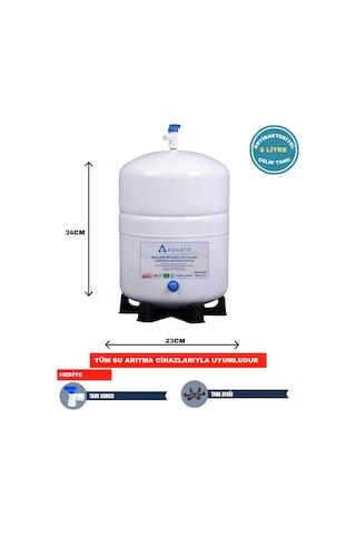 Su Arıtma Cihazı 8 Lt. (2,2 GALON) Paslanmaz Metal Tank - Tank Vanası Ve Ayak