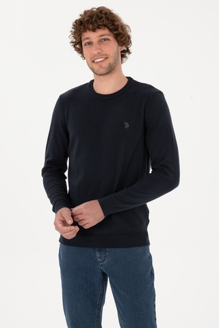U.S. Polo Assn. Erkek Slim Fit Bisiklet Yaka Lacivert Basic Kazak 50313713-VR033