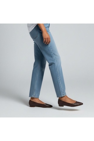 Ne&ve Shoes Kahve Hakiki Deri Örgü Detaylı Kadın Sivri Burun Şık Ve Rahat Babet Kahverengi
