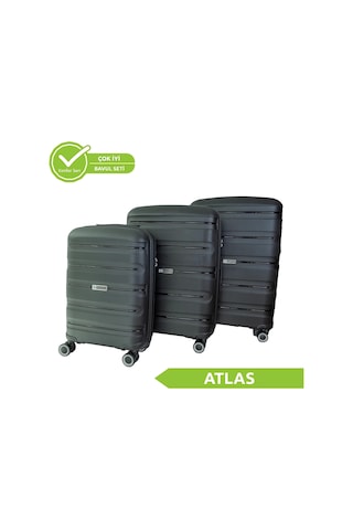 Vegmann Polipropilen Pp Atlas Siyah 3lü Valiz Seti Siyah