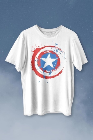 Captain America Kaptan Amerika Kalkan Logo Baskılı Tişört Unisex T-shirt 001