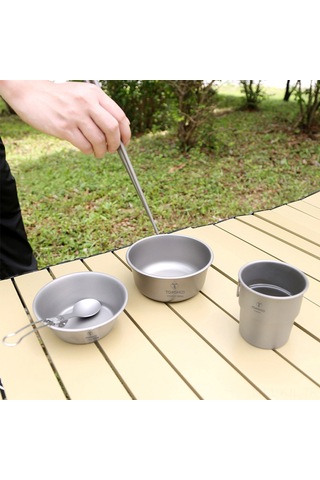 Gajeena Kamp İçin 500ml Titanyum Kase - Sağlıklı, Lezzeti Bozmayan, Yıkamak Kolay, Outdoor Maceralar İçin Gümüş