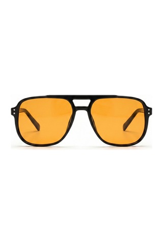 Horızon Siyah Çerçeve Geometrik Aviator Güneş Gözlüğü Turuncu Lens Unisex Uv400