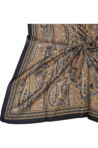 Enba Pamuklu Etnik Desenli Soft Eşarp Siyah - Gold