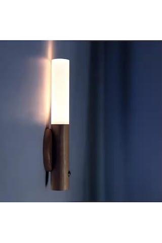 3 Adet Helios Hs-5890 Sensörlü Şarjlı Led Duvar Aplik Günışığı 3200k Ahşap