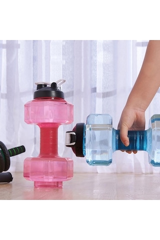 Novahub Yeni Yeşil Renkli Spor Şişesi 2600ml Plastik Dambıl Kupa Fitness Kupası Çok Renkli Çok Renkli