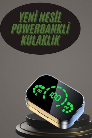 Kablosuz Bluetooth Kulaklık Çift Telefon Destekli Powerbankli Dijital Göstergeli Gri 20901033