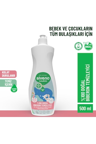 Siveno %100 Doğal Emzik ve Biberon Temizleyicisi Bitkisel Elde Bulaşık Sabunu Nemlendirici Vegan 500 ml