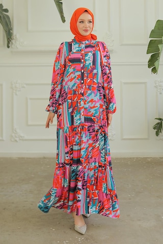 Armine Trend Desenli Renkli Elbise Pembe 24yt952-pembe Pembe
