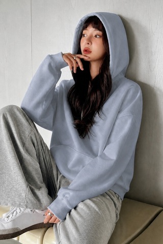Cool Tarz Kadın Oversize Hoodie Sweatshirt Kapüşonlu Kanguru Cepli Mavi Mavi