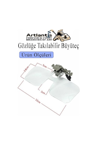 Gözlük Tipi Büyüteç 1 Adet 2x Büyütme Gözlük Üzeri Takılabilir Tak Çıkar Klipsli Büyüteç Optik Lens