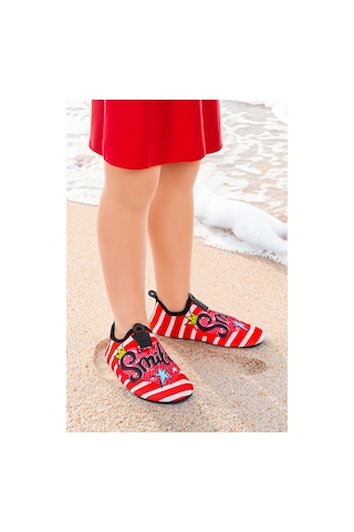 Kiko Kids Smile Havuz Plaj Kız Çocuk Deniz Ayakkabısı 7532 Kırmızı Kırmızı