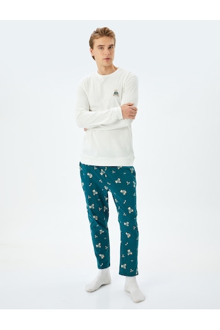 Koton Yılbaşı Temalı Ayıcık Desenli Bol Kalıp Örme Pijama Takımı Yeşil Desenli 5wlm40022mk Yeşil