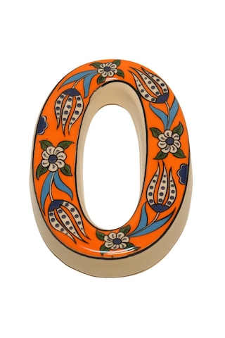Seramik Kapı Adres Numaraları (0-9) Turuncu Lale Desen