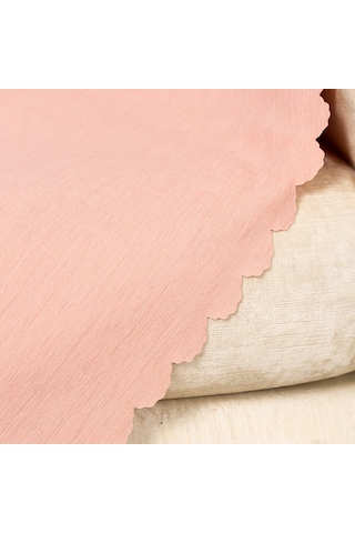 Soft Pembe Dokuma Kadife Şönil Düz Kumaş Çift Taraflı Koltuk Şalı