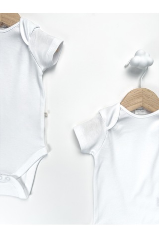 Sezgibaby Unisex, Bebek Kısa Kol % 100 Pamuk 3'lü Çıtçıtlı Body & Zıbın 0-3 Ay / 3-6 Ay / 6-9 Ay Beyaz
