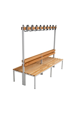Ayakkabılıksız 6 Ayaklı Çift Taraflı Bank, Kanca Şeritli Bank, 18 Kanca, 200x85x170 Cm, Spor Bankı