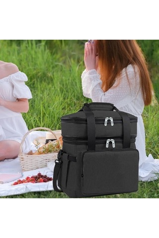 Pazly Yalıtımlı 18l Soğutucu Çanta Sıcak Soğuk Gıda Taşıma Siyah Siyah