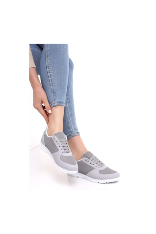 Wordex F1 Günlük Kadın Fileli Yazlık Sneaker Spor Ayakkabı Gri
