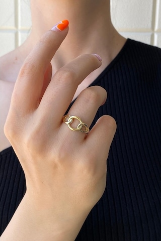 Zümrüt Sarraf 14 Ayar Yeşil Altın Kadın Zincir Detay Yüzük 553891741