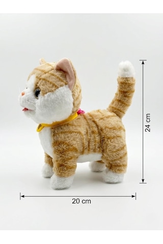 Sevimli Kedi Uzaktan Kumandalı Sesli Miyavlıyan Dil Çıkaran 5 Fonksiyonlu Oyuncak Peluş Hayvan Turuncu Çok Renkli