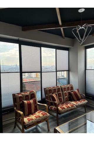 Perdema Kancalı/vidalı Jalvolin Plise Cam Balkon Perdesi - Ofis Perdesi - Mutfak Perdesi - Salon Perdesi Siyah