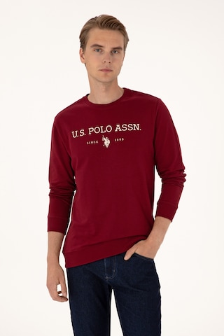 U.S. Polo Assn. Erkek Regular Fit Bisiklet Yaka Bordo İnce Basic Sweatshirt 50313743-VR014