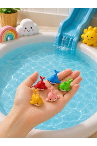 5 Adet Suda Yüzen Çılgın Balina Banyo Oyuncağı