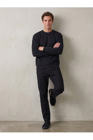 Noux 3 İplik Şardonlu Pamuk Sweatshirt Sİyah
