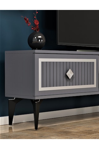 Nil Şömineli Tv Ünitesi Antrasit-gümüş