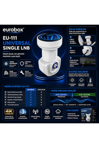 Eurobox Eu-111 Tekli Universal 4k Uydu Lnb