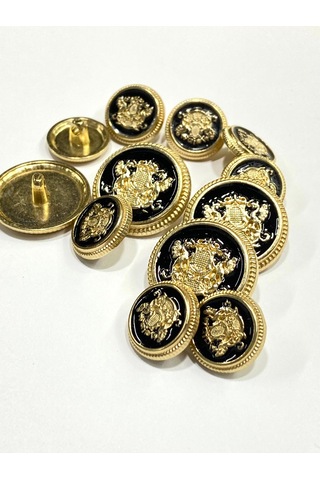 Blazer Ve Trençkot Ceket Düğmesi Takımı 4+8 Set /arma Model - Gold Siyah