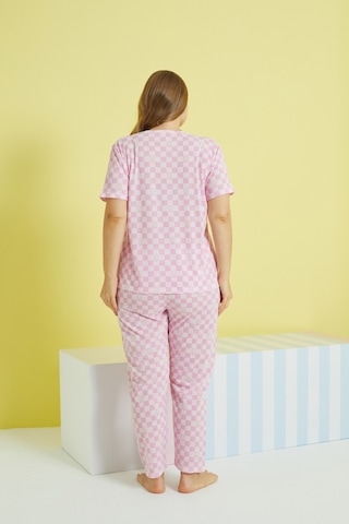 Siyah İnci Curve Büyük Beden Battal Boy Örme Pijama Takımı 24103608 Çok Renkli
