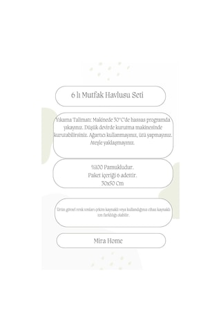 6 Parça Mutfak Havlusu Seti %100 Pamuklu Tendy Çok Renkli
